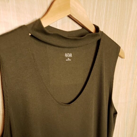 A.N.A Womens Purple Green Ribbed Sleeveless Top With Cut Outs XL - Picture 7 of 9